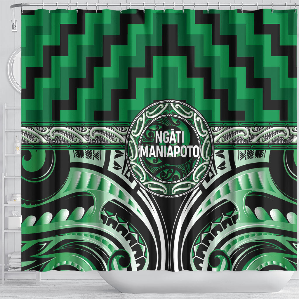 Aotearoa Ngati Maniapoto Shower Curtain Maori Iwi Poutama Puhoro Tattoo LT14 - Polynesian Pride