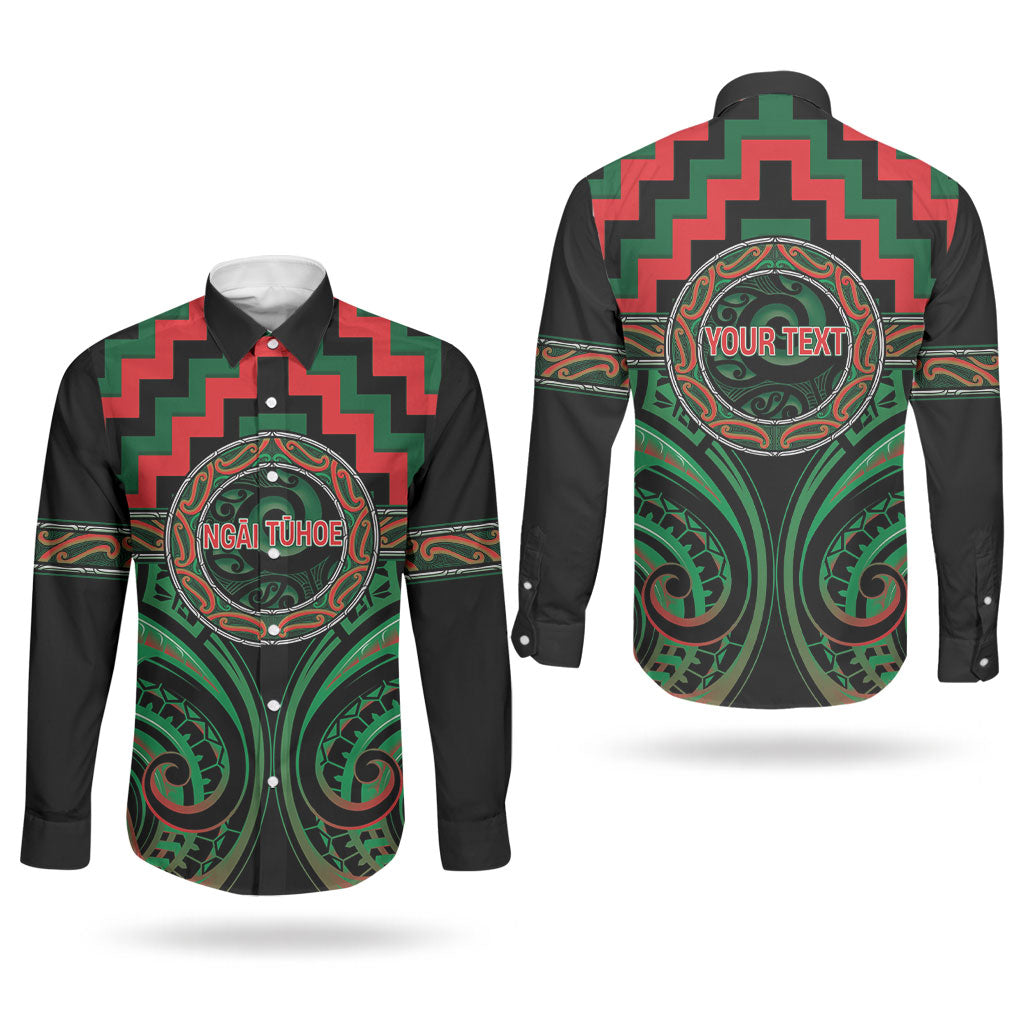 Aotearoa Ngai Tuhoe Personalised Couples Matching Long Sleeve Bodycon Dress and Long Sleeve Button Shirt Maori Iwi Poutama Puhoro Tattoo LT14 - Polynesian Pride