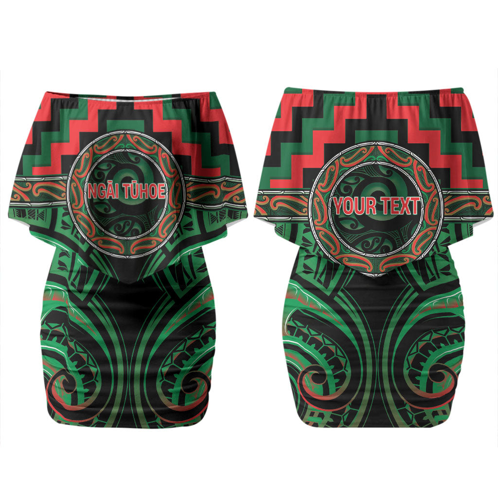 Aotearoa Ngai Tuhoe Personalised Couples Matching Off Shoulder Short Dress and Hawaiian Shirt Maori Iwi Poutama Puhoro Tattoo LT14 - Polynesian Pride