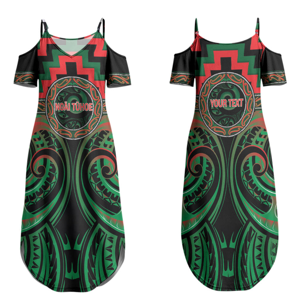 Aotearoa Ngai Tuhoe Personalised Family Matching Summer Maxi Dress and Hawaiian Shirt Maori Iwi Poutama Puhoro Tattoo LT14 Mom's Dress Green - Polynesian Pride