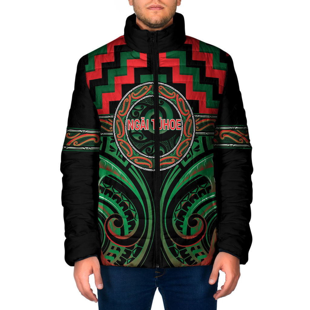 Aotearoa Ngai Tuhoe Personalised Padded Jacket Maori Iwi Poutama Puhoro Tattoo LT14 Men Green - Polynesian Pride