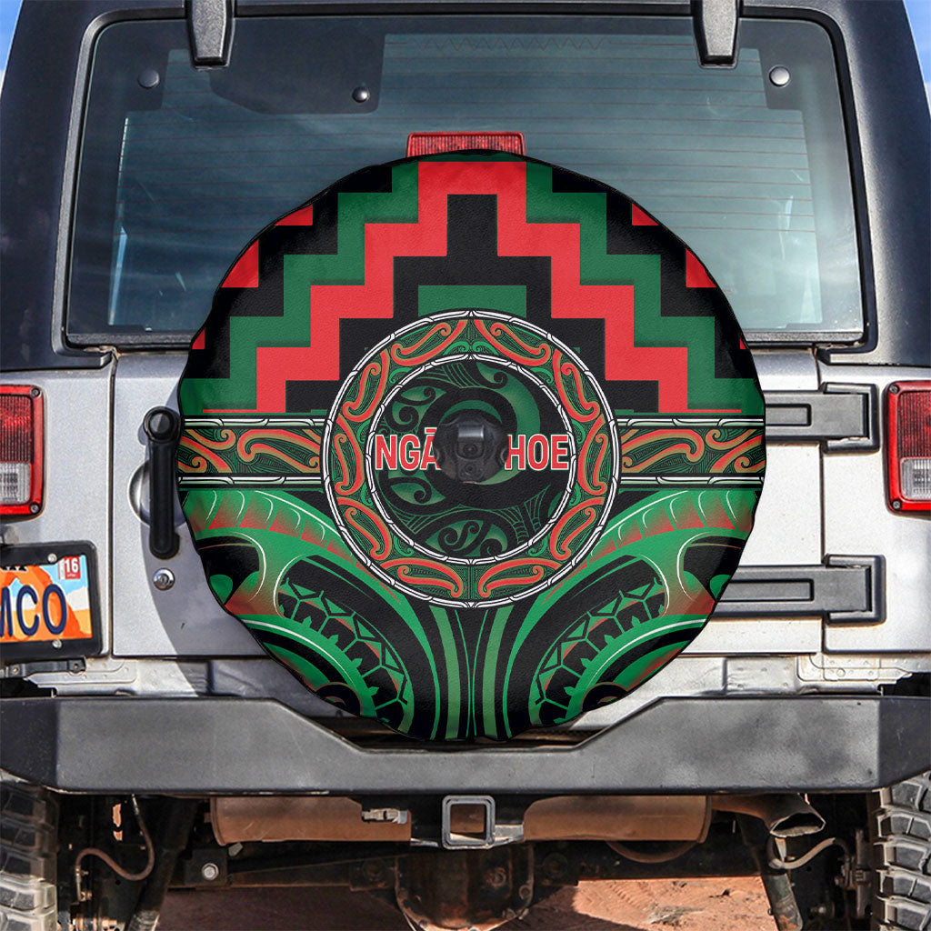 Aotearoa Ngai Tuhoe Spare Tire Cover Maori Iwi Poutama Puhoro Tattoo LT14 Green - Polynesian Pride