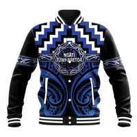 Aotearoa Ngati Tuwharetoa Personalised Baseball Jacket Maori Iwi Poutama Puhoro Tattoo LT14 Unisex Blue - Polynesian Pride