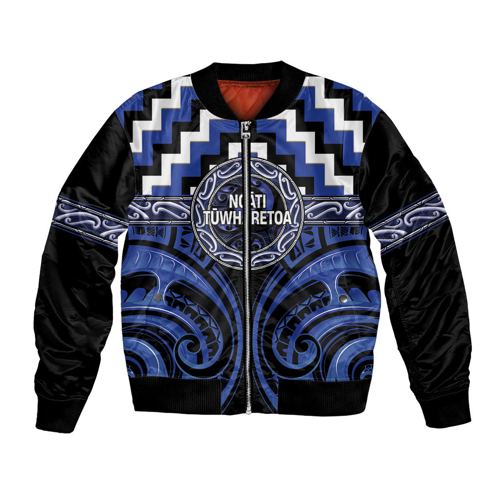 Aotearoa Ngati Tuwharetoa Personalised Bomber Jacket Maori Iwi Poutama Puhoro Tattoo LT14 Unisex Blue - Polynesian Pride