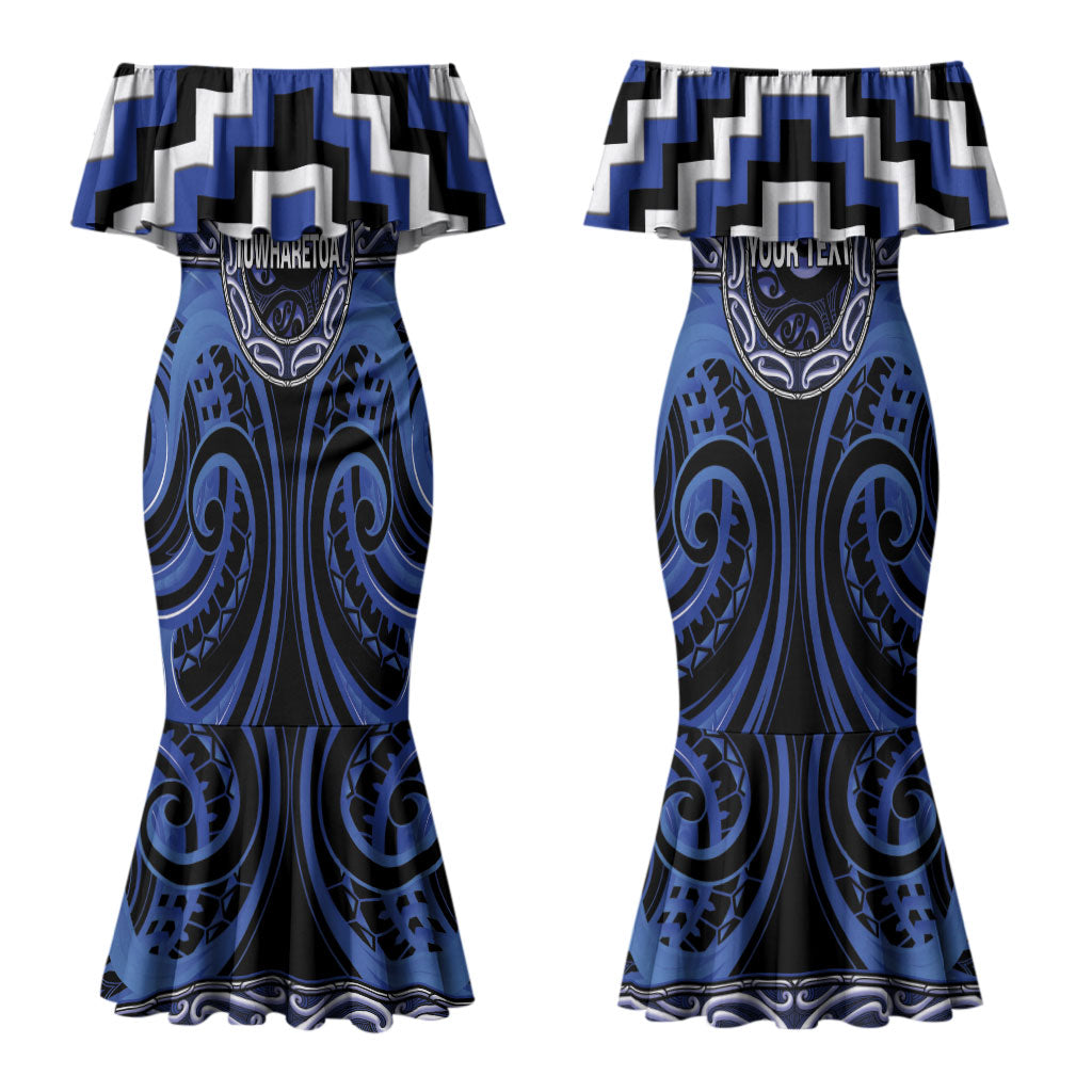 Aotearoa Ngati Tuwharetoa Personalised Couples Matching Mermaid Dress and Long Sleeve Button Shirt Maori Iwi Poutama Puhoro Tattoo LT14 - Polynesian Pride