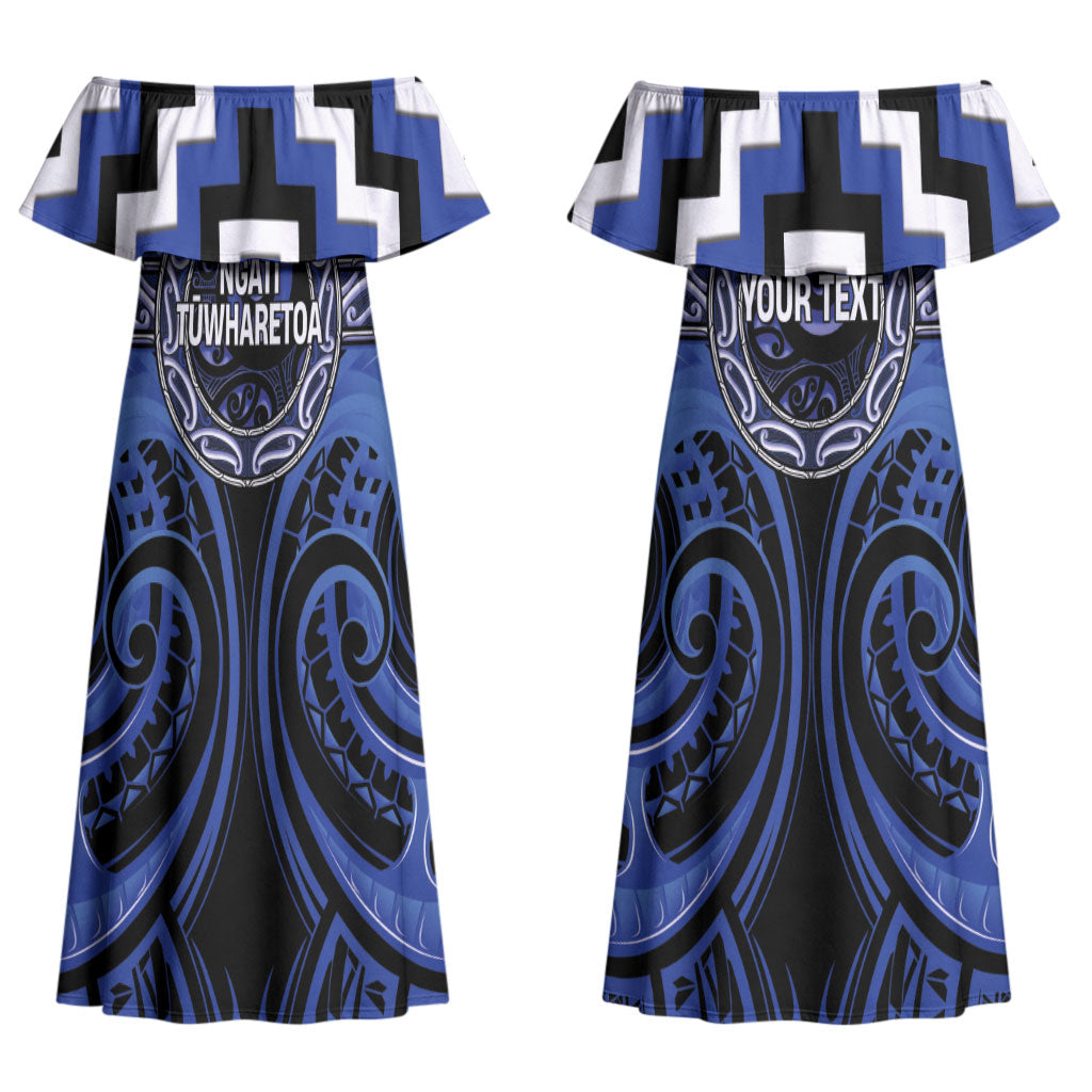 Aotearoa Ngati Tuwharetoa Personalised Couples Matching Off Shoulder Maxi Dress and Hawaiian Shirt Maori Iwi Poutama Puhoro Tattoo LT14 - Polynesian Pride
