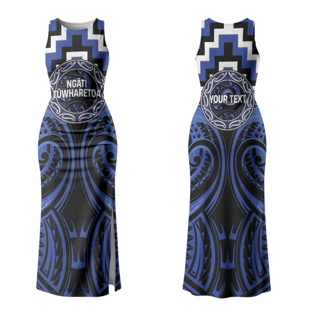 Aotearoa Ngati Tuwharetoa Personalised Couples Matching Tank Maxi Dress and Long Sleeve Button Shirt Maori Iwi Poutama Puhoro Tattoo LT14 - Polynesian Pride