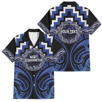 Aotearoa Ngati Tuwharetoa Personalised Family Matching Mermaid Dress and Hawaiian Shirt Maori Iwi Poutama Puhoro Tattoo LT14 Dad's Shirt - Short Sleeve Blue - Polynesian Pride