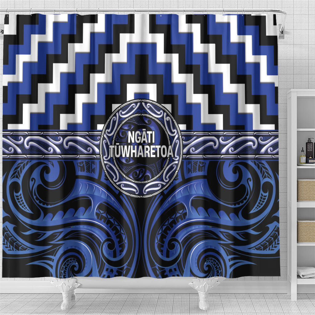 Aotearoa Ngati Tuwharetoa Shower Curtain Maori Iwi Poutama Puhoro Tattoo LT14 - Polynesian Pride