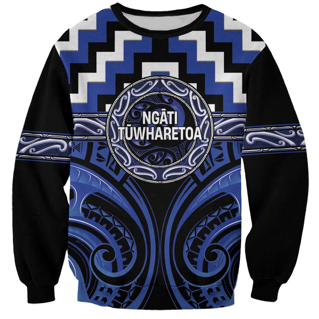 Aotearoa Ngati Tuwharetoa Personalised Sweatshirt Maori Iwi Poutama Puhoro Tattoo LT14 Unisex Blue - Polynesian Pride