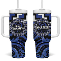Aotearoa Ngati Tuwharetoa Personalised Tumbler With Handle Maori Iwi Poutama Puhoro Tattoo LT14 One Size: 40 oz Blue - Polynesian Pride