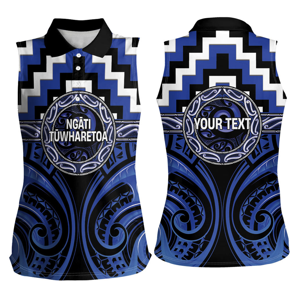 Aotearoa Ngati Tuwharetoa Personalised Women Sleeveless Polo Shirt Maori Iwi Poutama Puhoro Tattoo LT14 - Polynesian Pride