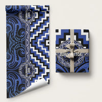 Aotearoa Ngati Tuwharetoa Wrapping Paper Maori Iwi Poutama Puhoro Tattoo LT14 58" × 23" Blue - Polynesian Pride