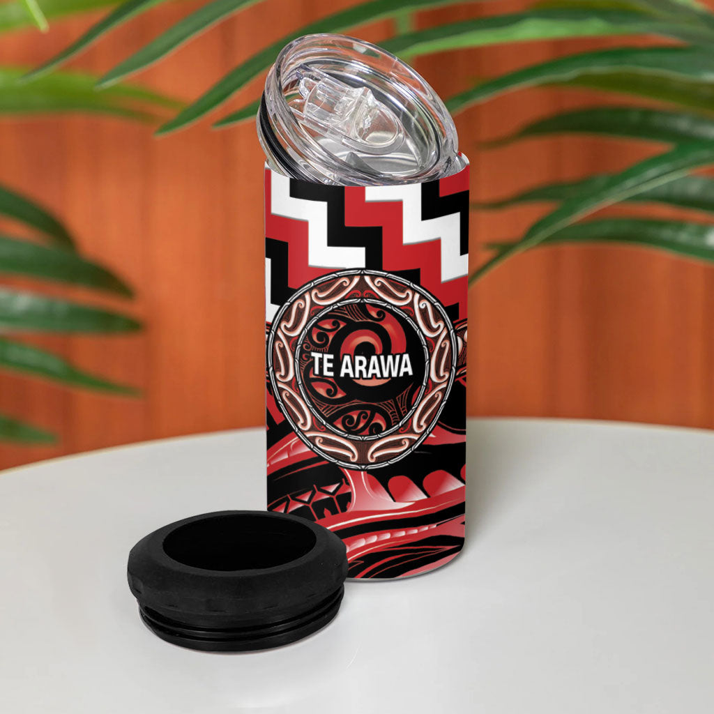Aotearoa Te Arawa Personalised 4 in 1 Can Cooler Tumbler Maori Iwi Poutama Puhoro Tattoo LT14 - Polynesian Pride