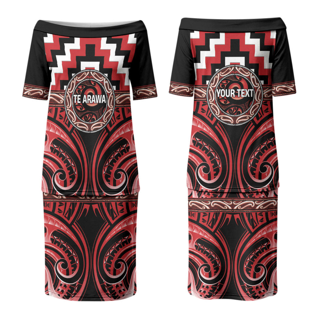 Aotearoa Te Arawa Personalised Couples Matching Puletasi and Long Sleeve Button Shirt Maori Iwi Poutama Puhoro Tattoo LT14 - Polynesian Pride
