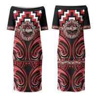 Aotearoa Te Arawa Personalised Couples Matching Puletasi and Long Sleeve Button Shirt Maori Iwi Poutama Puhoro Tattoo LT14 - Polynesian Pride
