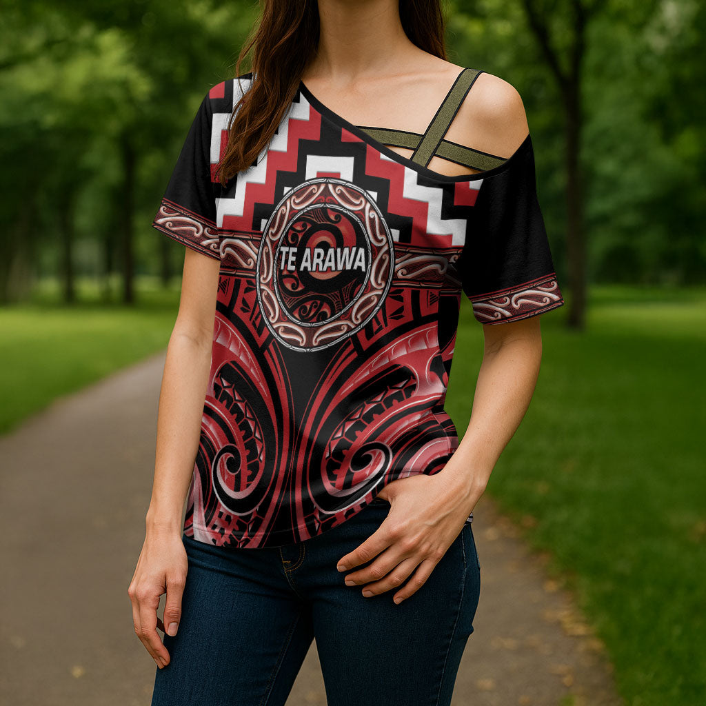Aotearoa Te Arawa Personalised Cross Shoulder Shirt Maori Iwi Poutama Puhoro Tattoo LT14 - Polynesian Pride