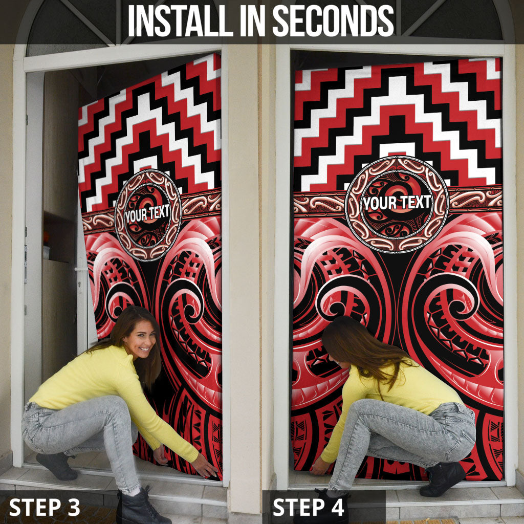 Aotearoa Te Arawa Personalised Door Cover Maori Iwi Poutama Puhoro Tattoo LT14 - Polynesian Pride
