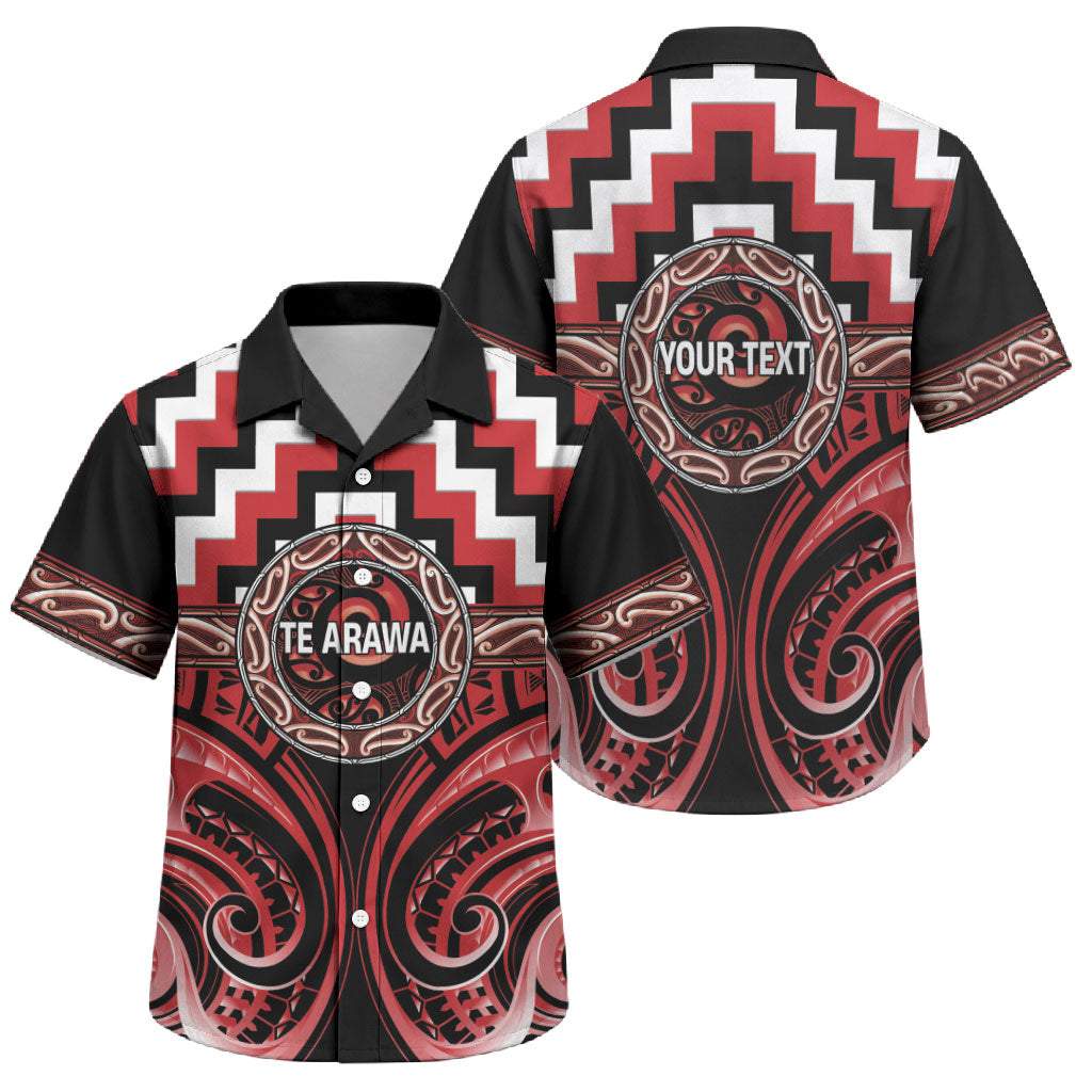 Aotearoa Te Arawa Personalised Family Matching Off The Shoulder Long Sleeve Dress and Hawaiian Shirt Maori Iwi Poutama Puhoro Tattoo LT14 Son's Shirt Red - Polynesian Pride