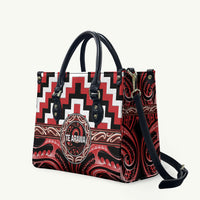 Aotearoa Te Arawa Leather Bag Maori Iwi Poutama Puhoro Tattoo LT14 Red - Polynesian Pride