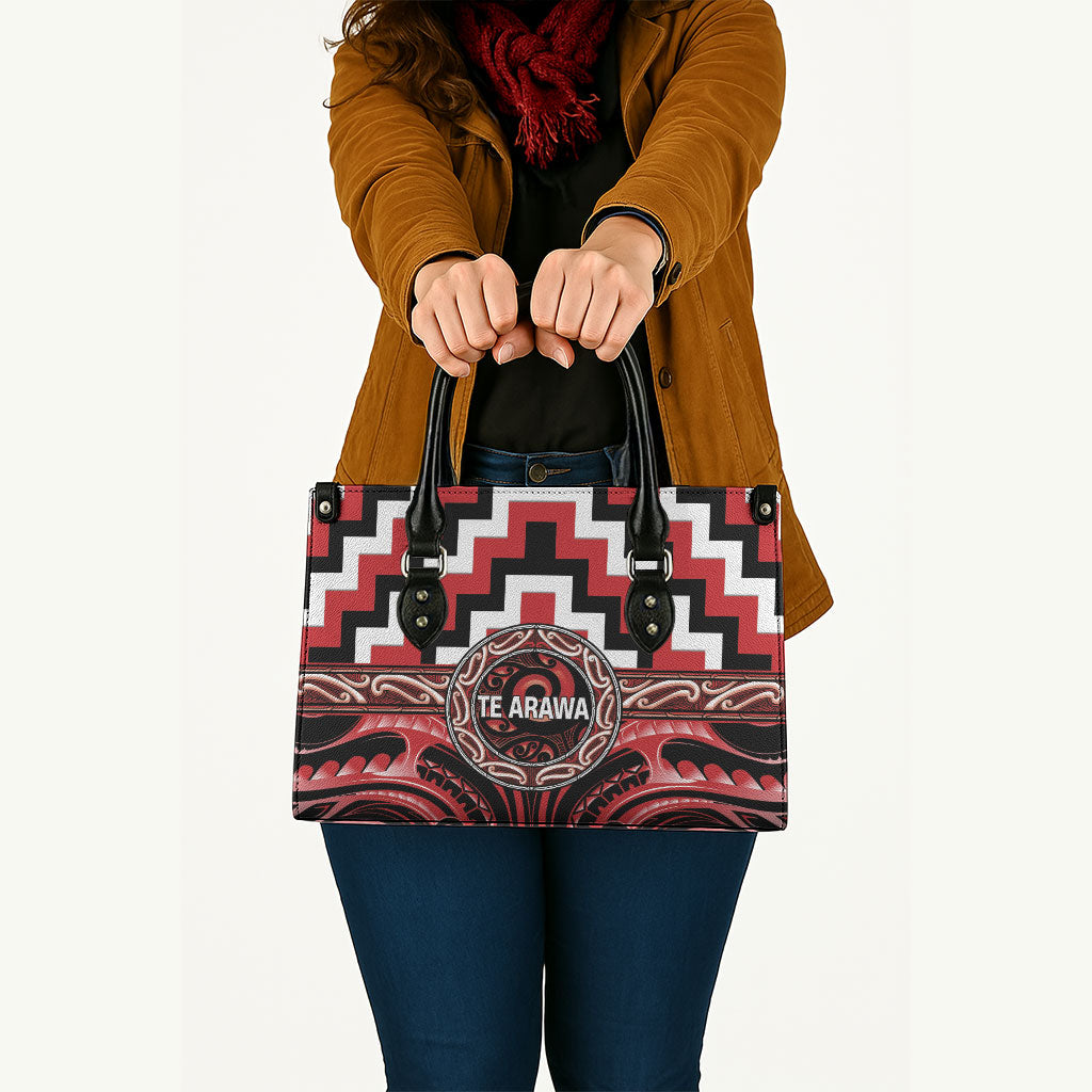 Aotearoa Te Arawa Leather Bag Maori Iwi Poutama Puhoro Tattoo LT14 - Polynesian Pride