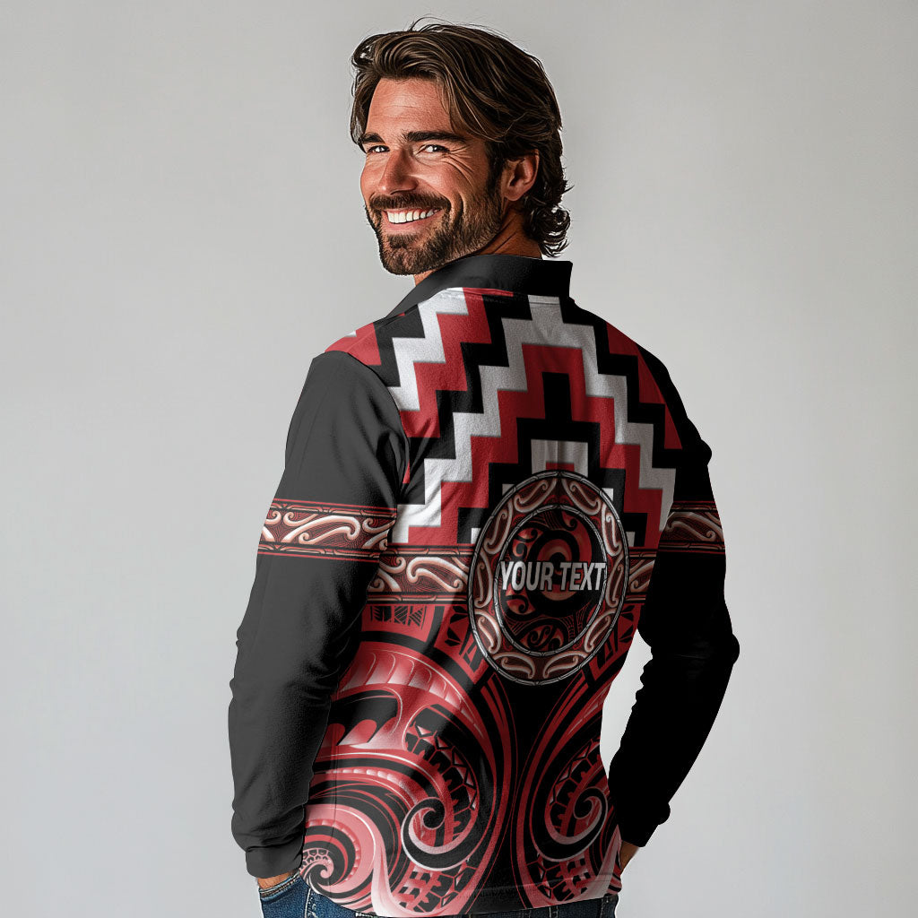 Aotearoa Te Arawa Personalised Long Sleeve Polo Shirt Maori Iwi Poutama Puhoro Tattoo LT14 - Polynesian Pride