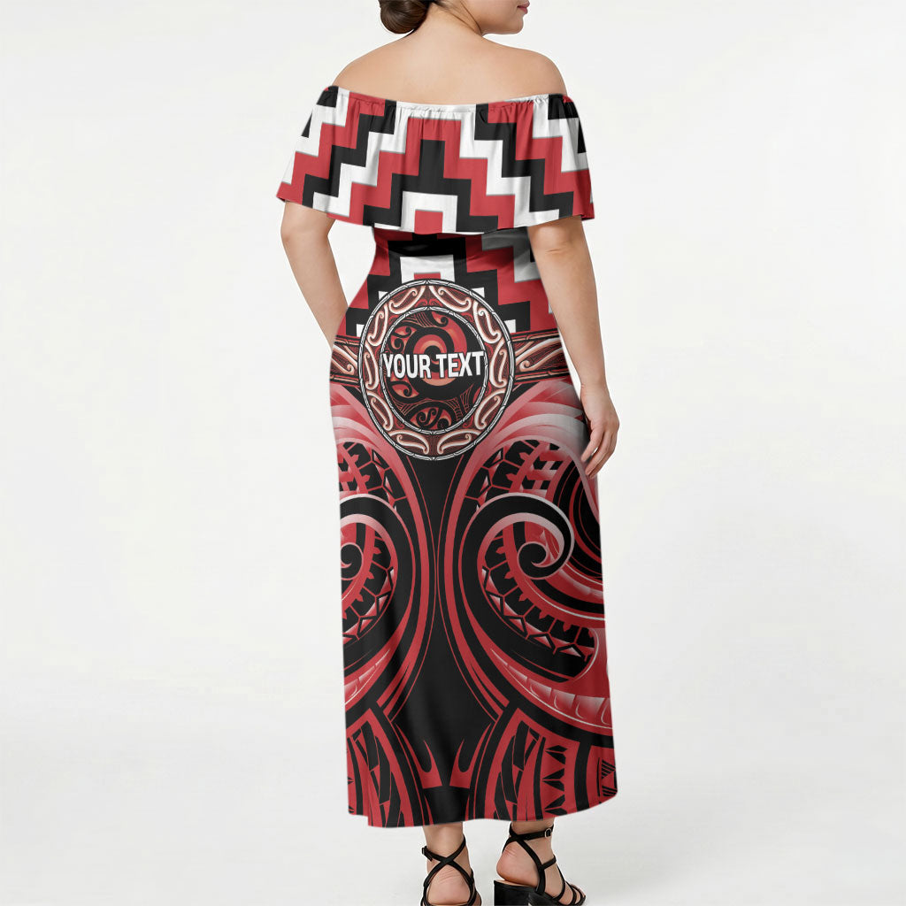 Aotearoa Te Arawa Personalised Off Shoulder Maxi Dress Maori Iwi Poutama Puhoro Tattoo LT14 - Polynesian Pride