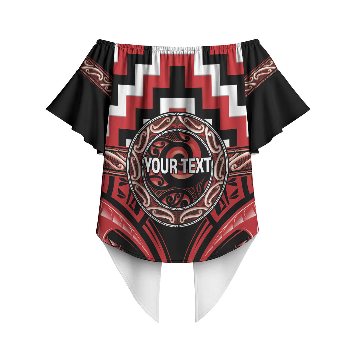Aotearoa Te Arawa Personalised Off Shoulder Wrap Waist Top Maori Iwi Poutama Puhoro Tattoo LT14 - Polynesian Pride
