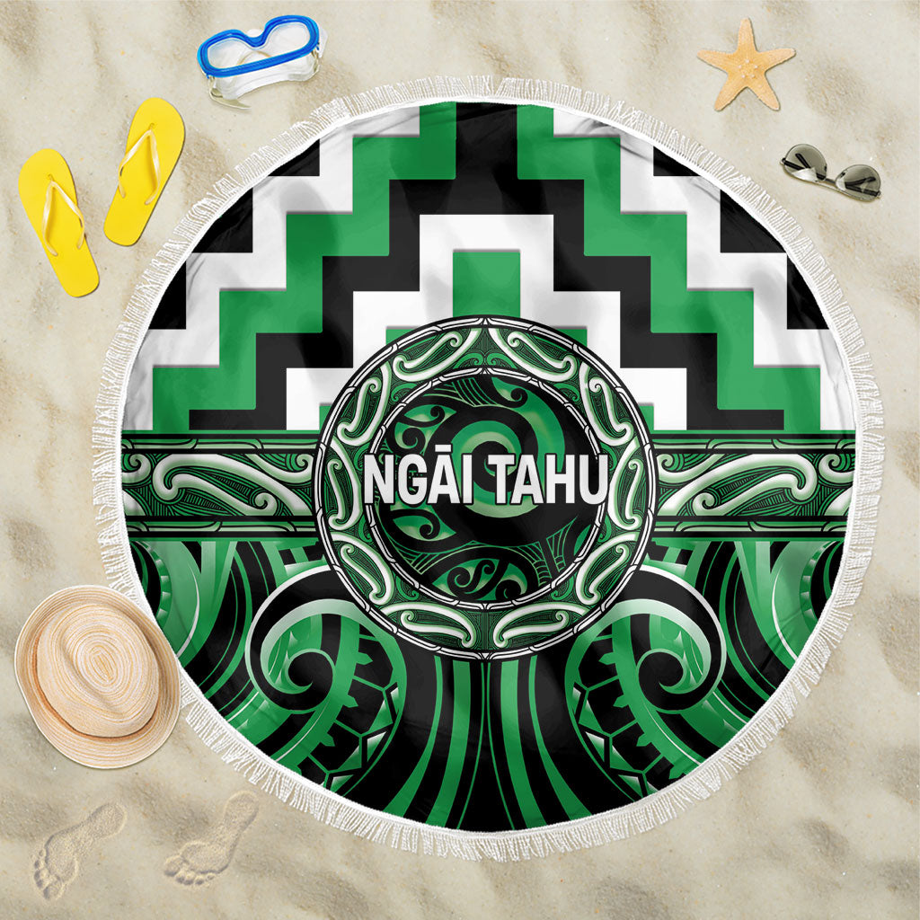 Aotearoa Ngai Tahu Beach Blanket Maori Iwi Poutama Puhoro Tattoo LT14 One Size 150cm Green - Polynesian Pride
