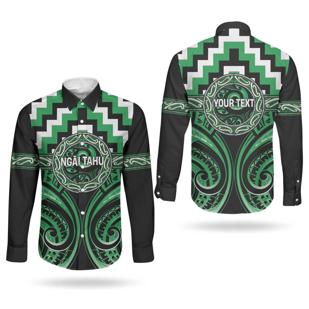 Aotearoa Ngai Tahu Personalised Couples Matching Puletasi and Long Sleeve Button Shirt Maori Iwi Poutama Puhoro Tattoo LT14 - Polynesian Pride