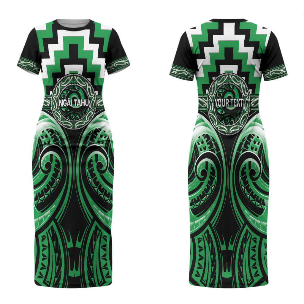 Aotearoa Ngai Tahu Personalised Couples Matching Short Sleeve Bodycon Dress and Long Sleeve Button Shirt Maori Iwi Poutama Puhoro Tattoo LT14 - Polynesian Pride