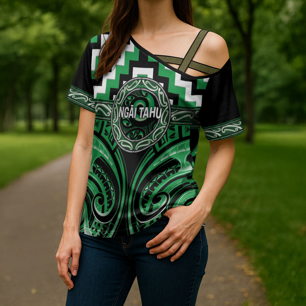 Aotearoa Ngai Tahu Personalised Cross Shoulder Shirt Maori Iwi Poutama Puhoro Tattoo LT14 - Polynesian Pride