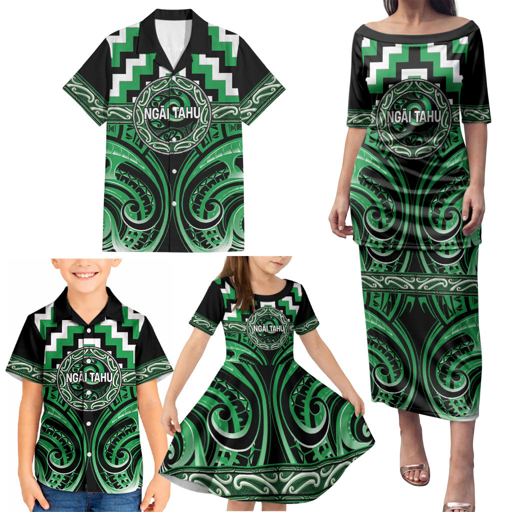 Aotearoa Ngai Tahu Personalised Family Matching Puletasi and Hawaiian Shirt Maori Iwi Poutama Puhoro Tattoo LT14 - Polynesian Pride