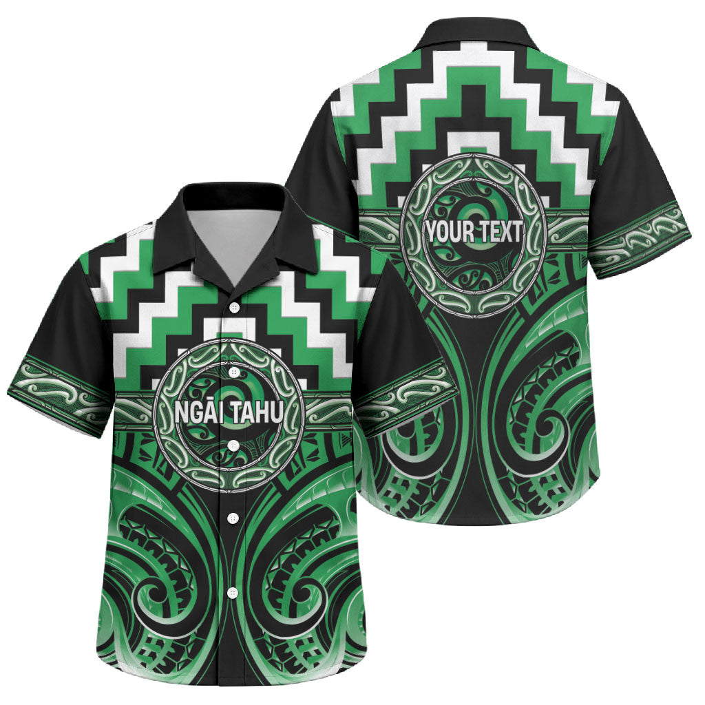 Aotearoa Ngai Tahu Personalised Family Matching Puletasi and Hawaiian Shirt Maori Iwi Poutama Puhoro Tattoo LT14 Son's Shirt Green - Polynesian Pride