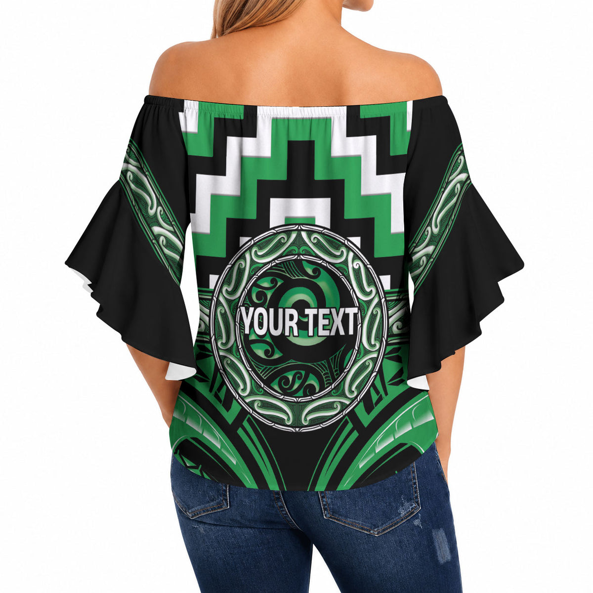 Aotearoa Ngai Tahu Personalised Off Shoulder Wrap Waist Top Maori Iwi Poutama Puhoro Tattoo LT14 - Polynesian Pride