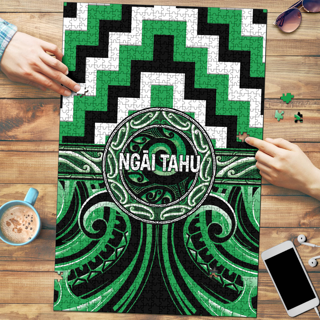Aotearoa Ngai Tahu Puzzle Maori Iwi Poutama Puhoro Tattoo LT14 Green - Polynesian Pride