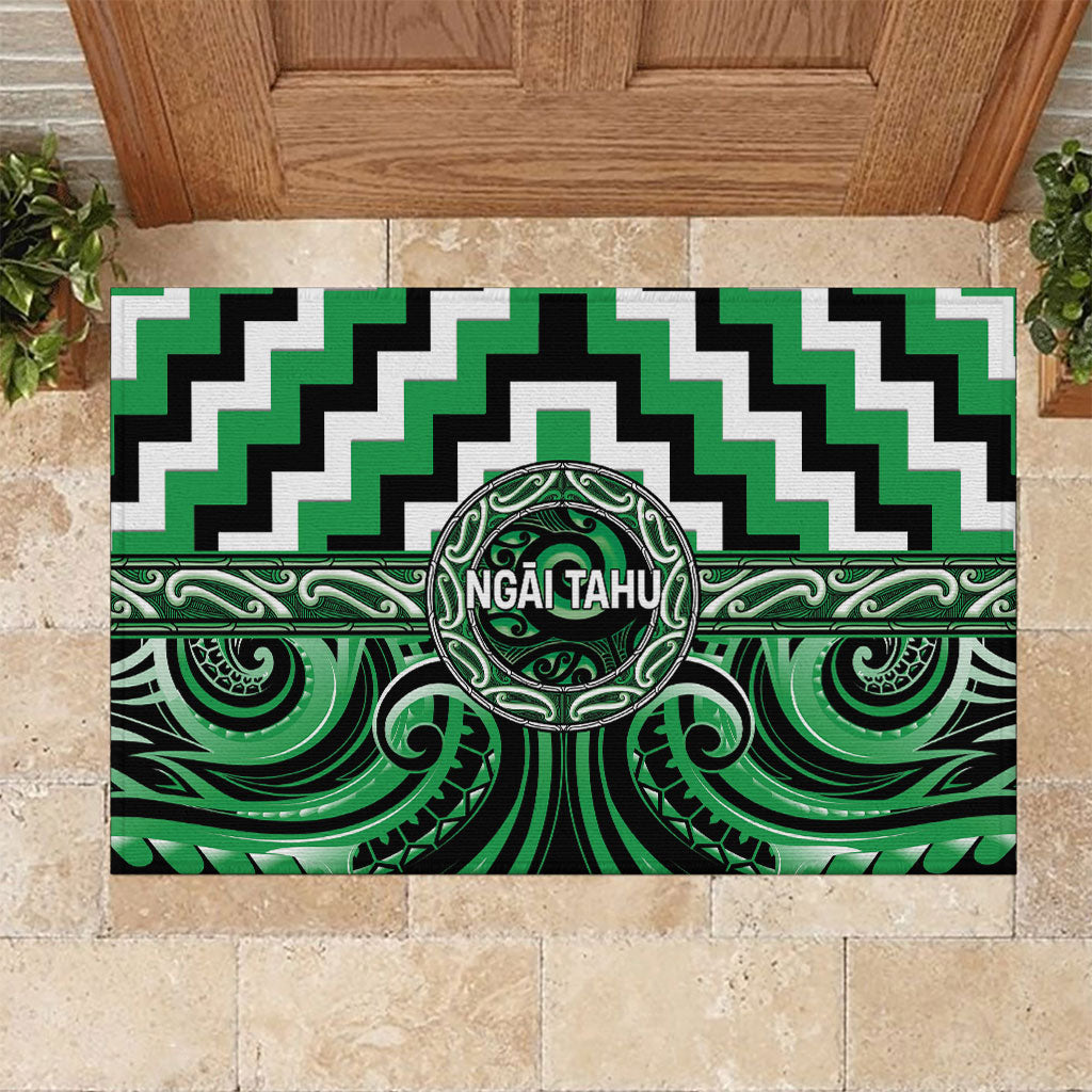 Aotearoa Ngai Tahu Rubber Doormat Maori Iwi Poutama Puhoro Tattoo LT14 Green - Polynesian Pride