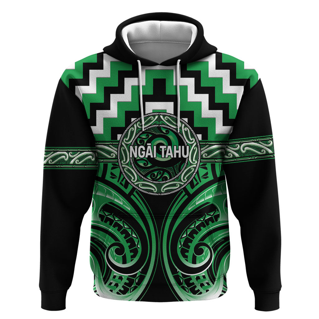 Aotearoa Ngai Tahu Personalised Zip Hoodie Maori Iwi Poutama Puhoro Tattoo LT14 Pullover Hoodie Green - Polynesian Pride