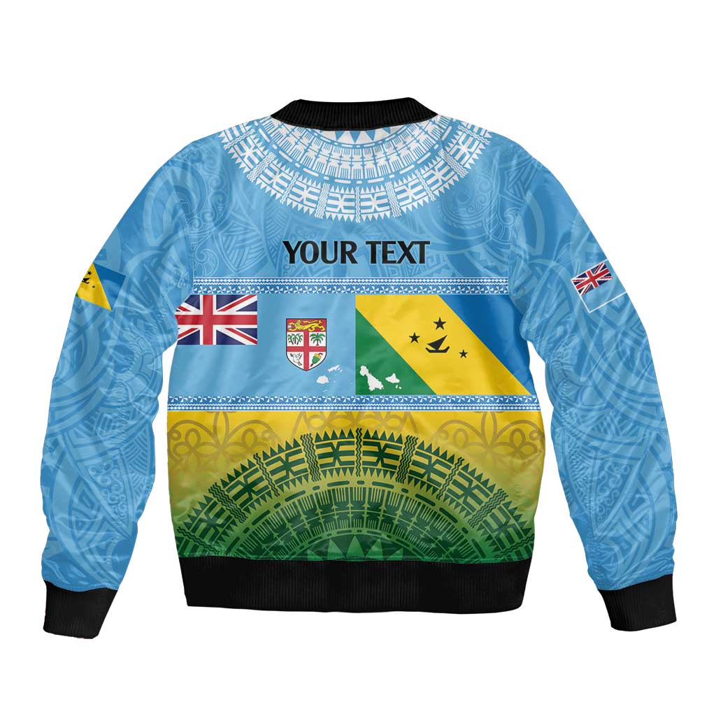 Personalised Malampa Fiji Day Bomber Jacket 10 October Fijian Tapa Flag Style