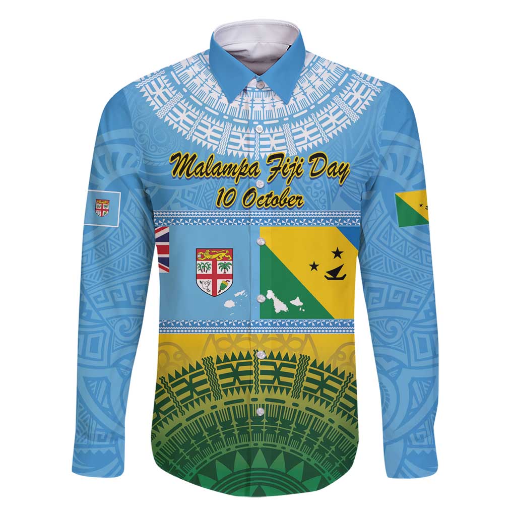 Personalised Malampa Fiji Day Family Matching Long Sleeve Bodycon Dress and Hawaiian Shirt 10 October Fijian Tapa Flag Style