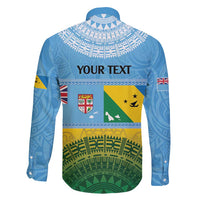 Personalised Malampa Fiji Day Family Matching Tank Maxi Dress and Hawaiian Shirt 10 October Fijian Tapa Flag Style