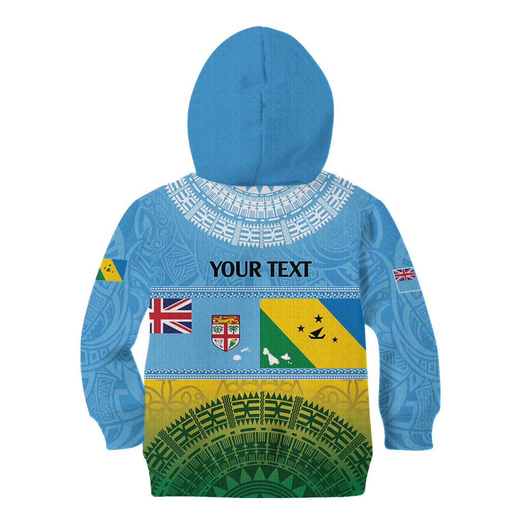 Personalised Malampa Fiji Day Kid Hoodie 10 October Fijian Tapa Flag Style