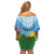 Personalised Malampa Fiji Day Off Shoulder Short Dress 10 October Fijian Tapa Flag Style