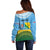 Personalised Malampa Fiji Day Off Shoulder Sweater 10 October Fijian Tapa Flag Style