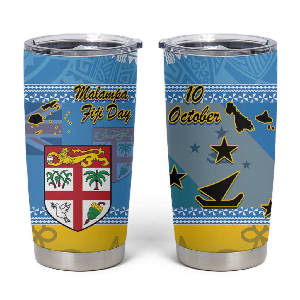 Malampa Fiji Day Tumbler Cup 10 October Fijian Tapa Flag Style