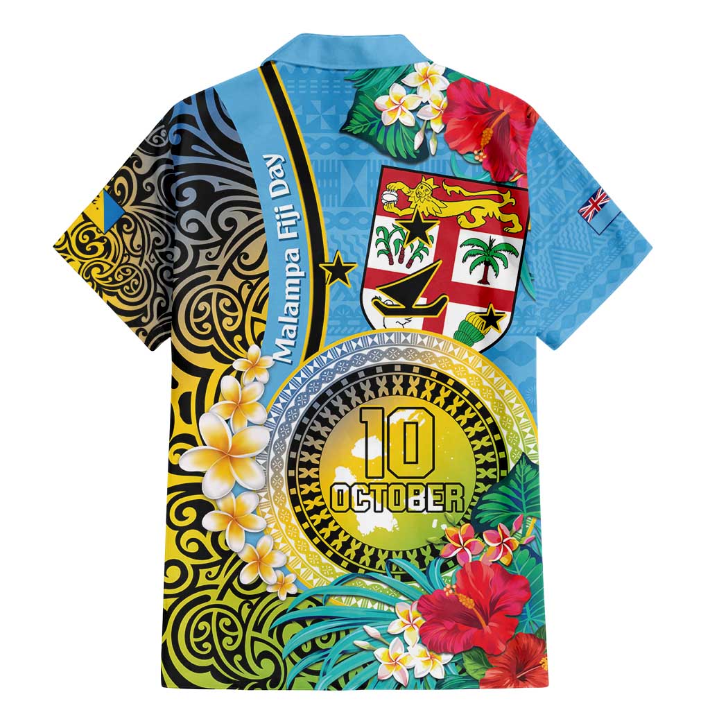 Vanuatu Malampa Fiji Day Family Matching Mermaid Dress and Hawaiian Shirt Happy 10 October With Maps Tropical Flowers