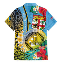 Vanuatu Malampa Fiji Day Family Matching Mermaid Dress and Hawaiian Shirt Happy 10 October With Maps Tropical Flowers