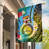 Vanuatu Malampa Fiji Day Garden Flag Happy 10 October With Maps Tropical Flowers LT14 House Flag Blue - Polynesian Pride