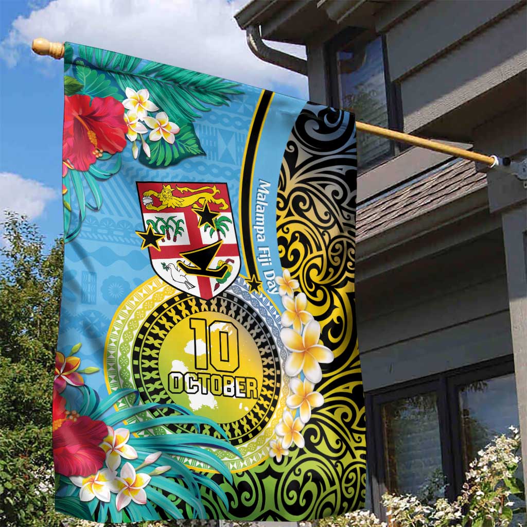 Vanuatu Malampa Fiji Day Garden Flag Happy 10 October With Maps Tropical Flowers LT14 - Polynesian Pride