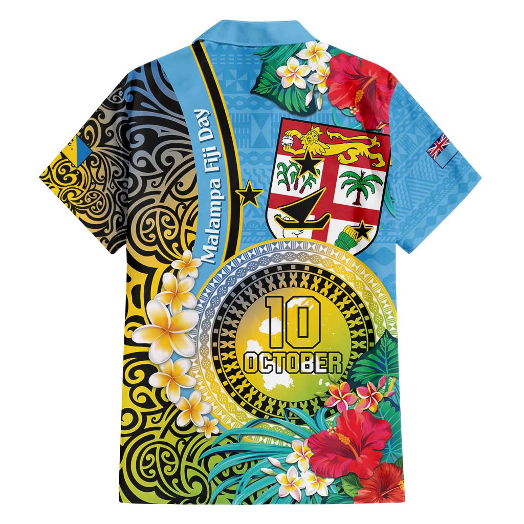 Vanuatu Malampa Fiji Day Hawaiian Shirt Happy 10 October With Maps Tropical Flowers